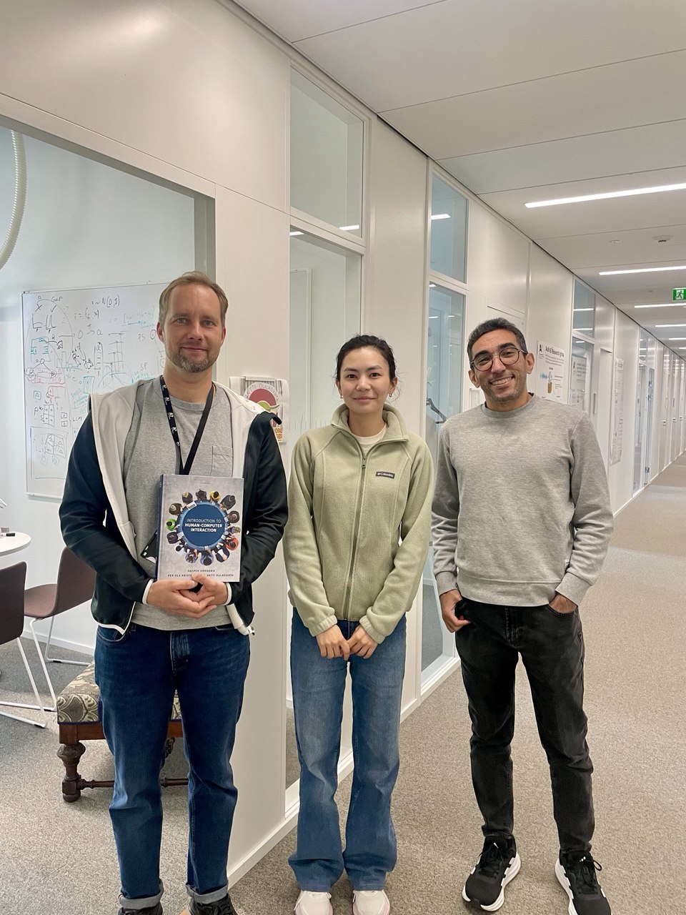 From right to left: Antti Oulasvirta, Ardak Alipova, Francisco Fernandes.